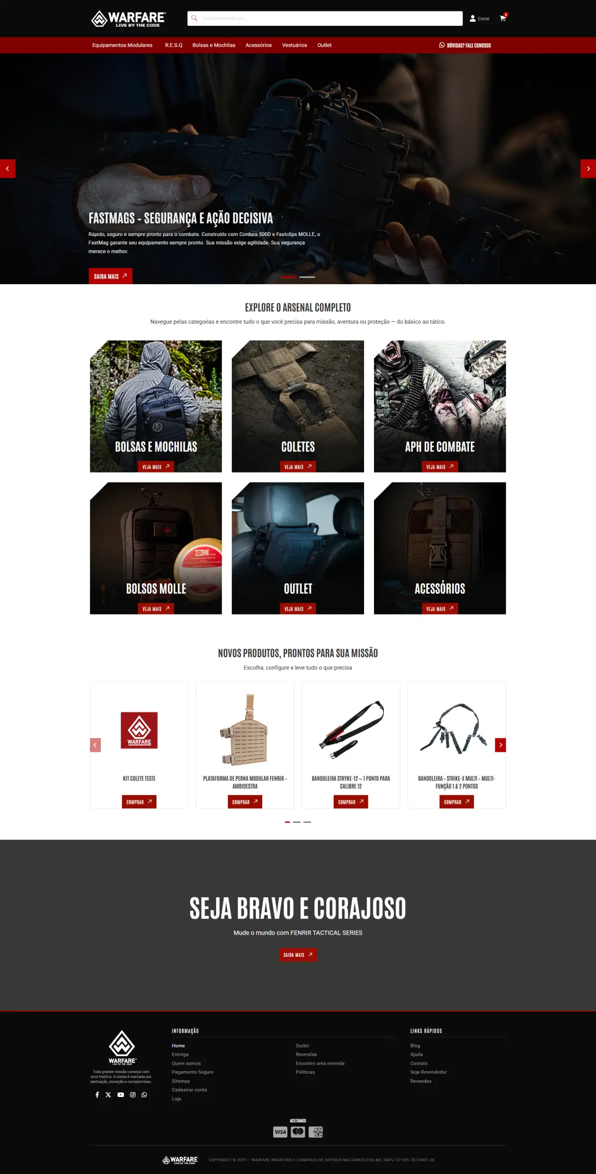 Página completa do site institucional