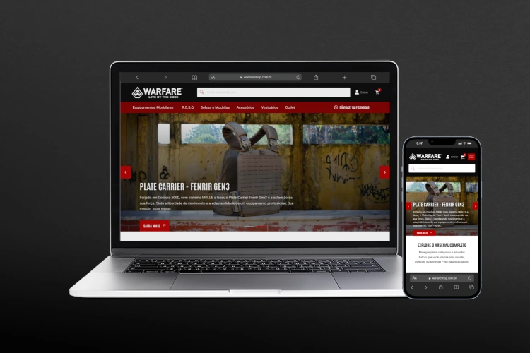 desenvolvimento de loja virtual Warfare Shop