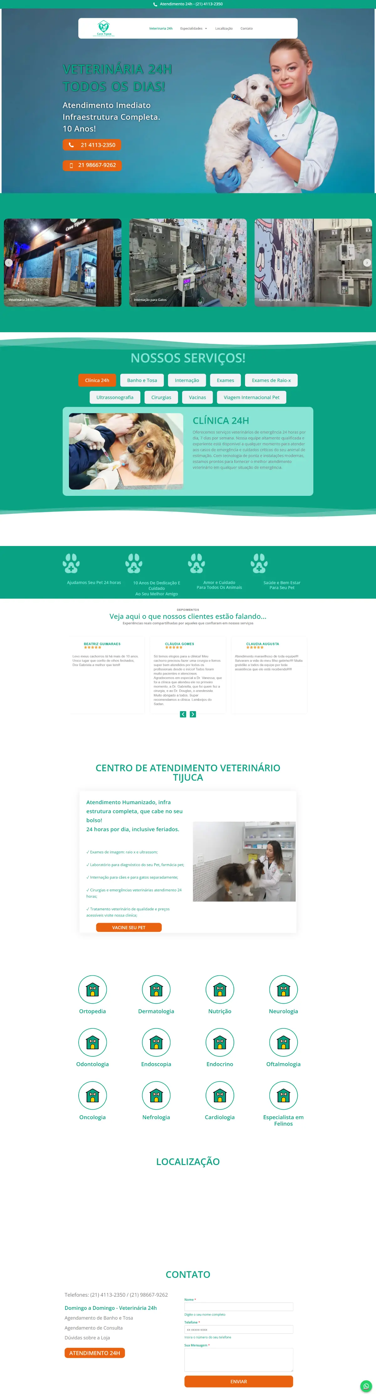 Página completa do site institucional